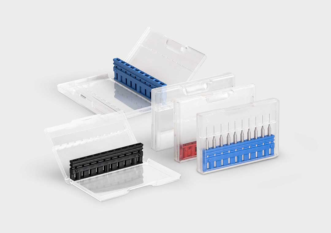 MicroBox: una confezione di alta qualità per 10 microutensili, frese e punte di precisione.
